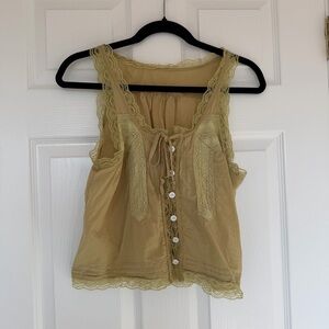 Women's Green Lace Tank Top Size Small